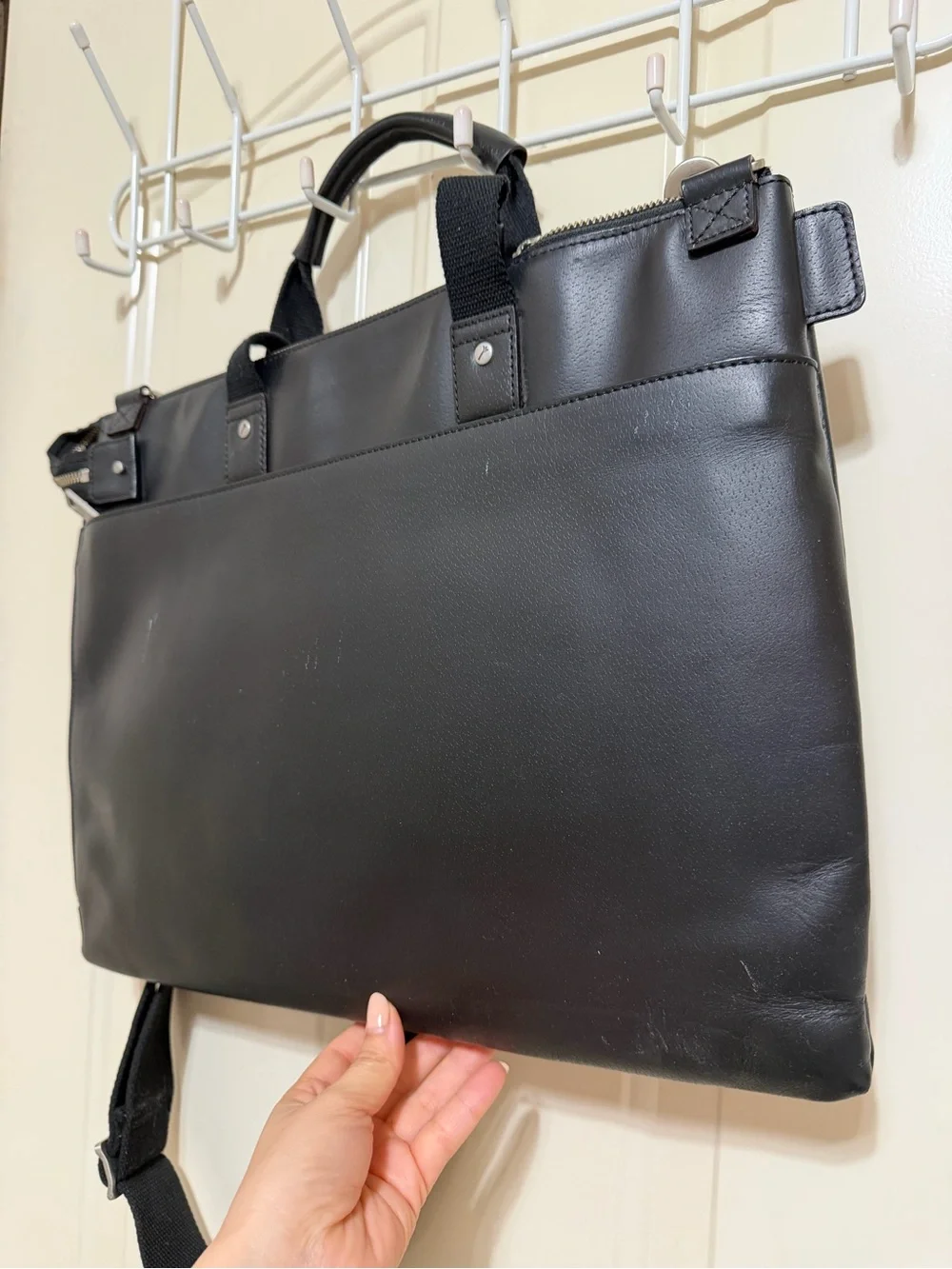 Jack Spade Black Leather Laptop Briefcase